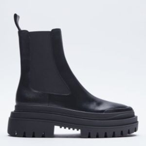 Zara Low Heeled Lug Sole Leather Boots